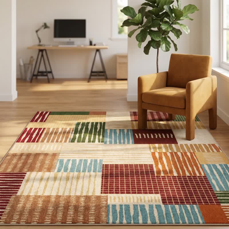 Ownkoti Modern Striped Patchwork Area Rug - image 1