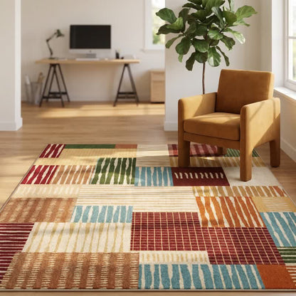 Ownkoti Modern Striped Patchwork Area Rug - image 1