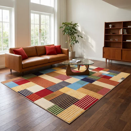 Ownkoti Striped Patchwork Geometric Area Rug - image 2