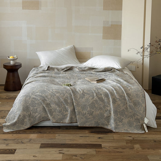 Ownkoti Elegant Rustic Grey Floral Muslin Quilt - Queen - image 0