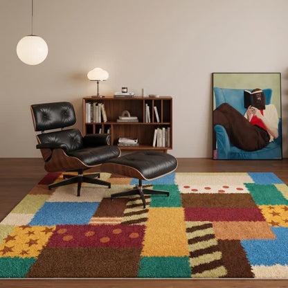 Ownkoti Retro Patchwork Star Dot Area Rug - image 1