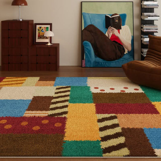 Ownkoti Retro Patchwork Star Dot Area Rug - 79"W×118"L - image 0