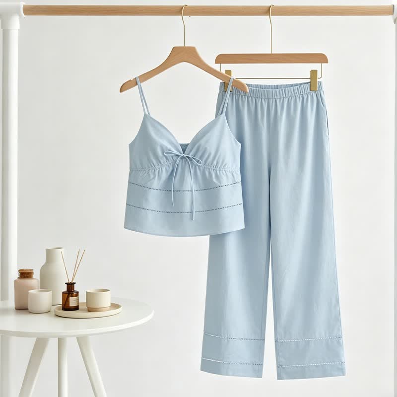 Ownkoti Solid Camisole & Pants Lounge Set - Blue - 3XL - image 0