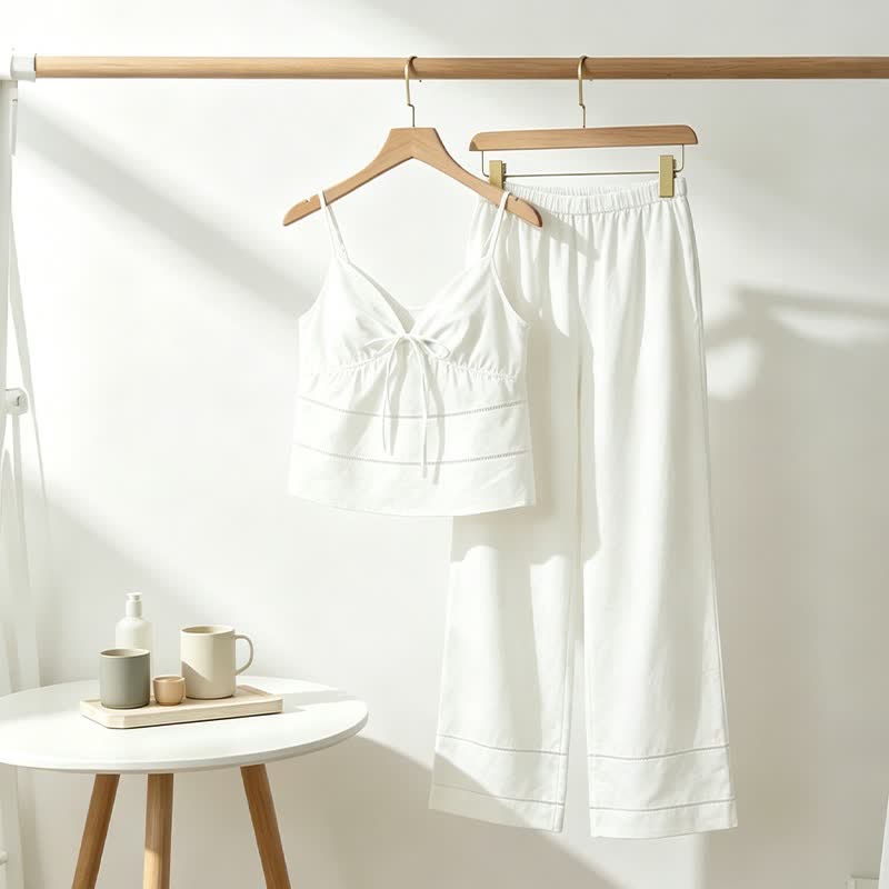 Ownkoti Solid Camisole & Pants Lounge Set - White - 3XL - image 4
