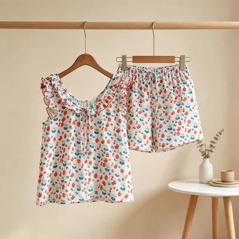 Ownkoti Fruit Cotton Gauze Ruffle Women's Pajamas - image 1