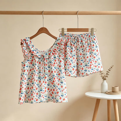 Ownkoti Fruit Cotton Gauze Ruffle Women's Pajamas - image 1