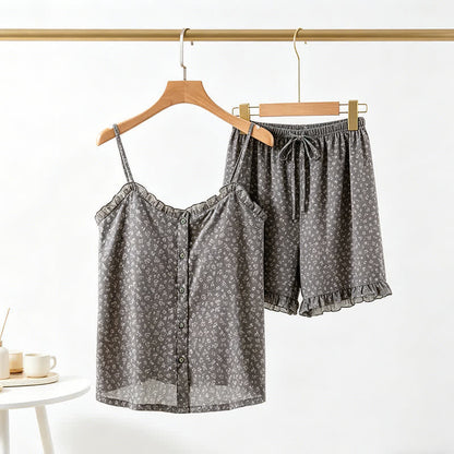 Ownkoti Floral Cotton Ruffle Cami Pajama Set - image 2