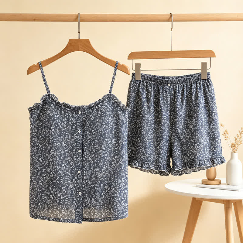 Ownkoti Floral Cotton Ruffle Cami Women's Pajamas - image 0