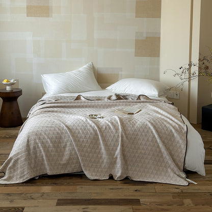 Ownkoti Neutral Minimalist Geometric Diamond Cotton Quilt - Pink - Queen - image 3