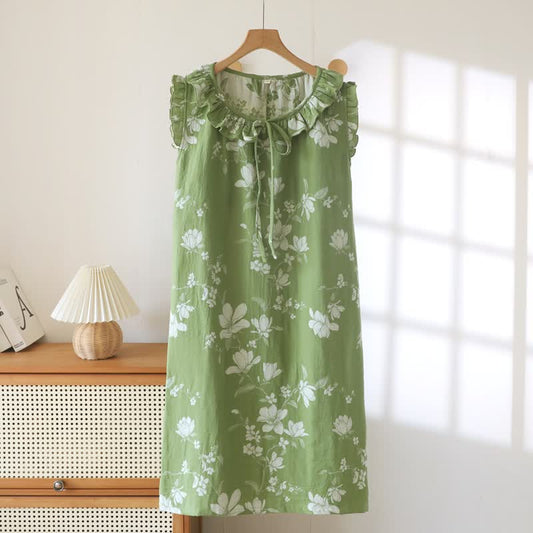 Ownkoti Green Floral Cotton Ruffle Nightgown - Green - XL - image 0