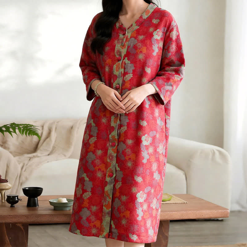 Ownkoti Vintage Floral Cotton Gauze Lounge Dress - image 6