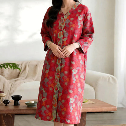 Ownkoti Vintage Floral Cotton Gauze Lounge Dress - image 6