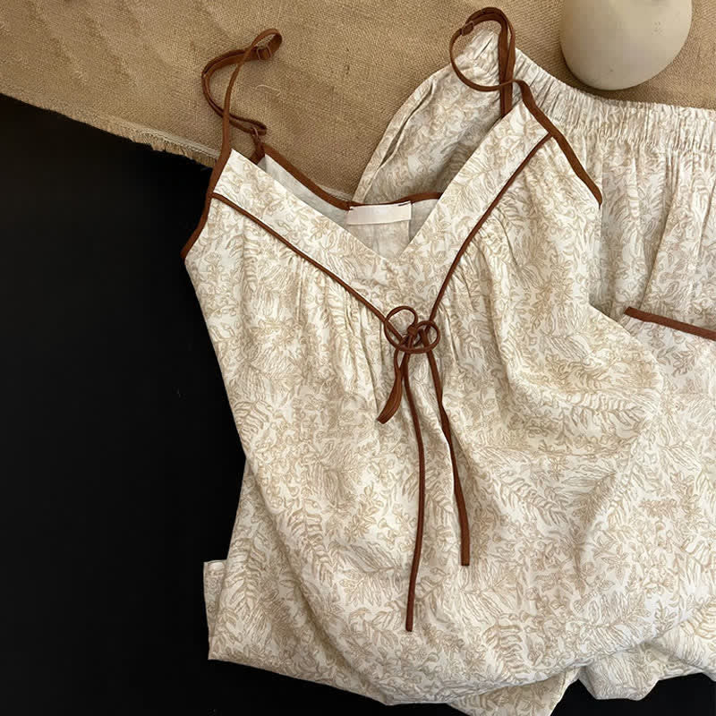 Ownkoti Beige Bow Detail Cami Lounge Set - image 6