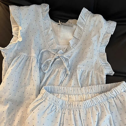 Ownkoti French Dot Ruffle Sleeveless Women's Pajamas - image 7