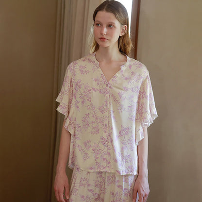 Ownkoti Lavender Floral Ruffle Sleeve Loungewear Set - image 6