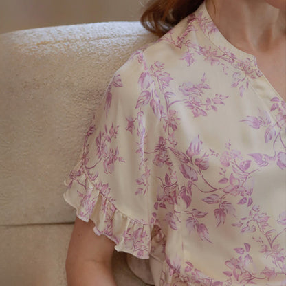 Ownkoti Lavender Floral Ruffle Sleeve Loungewear Set - image 11