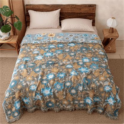 Ownkoti Vintage Floral Daisy Fringed Gauze Quilt - image 3