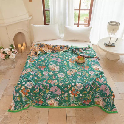 Ownkoti Farmhouse Botanical Reversible Gauze Quilt - Green - King - image 0