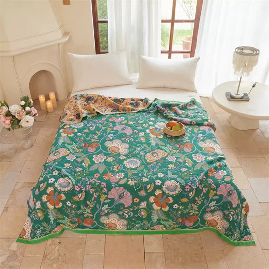 Ownkoti Farmhouse Botanical Reversible Gauze Quilt - Green - King - image 0