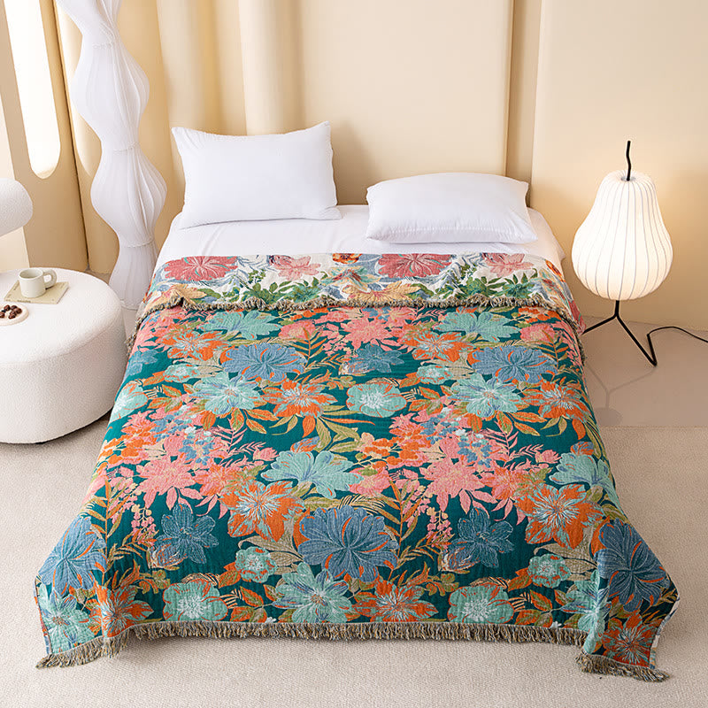 Ownkoti Vintage Tropical Floral  Reversible Gauze Quilt - image 1
