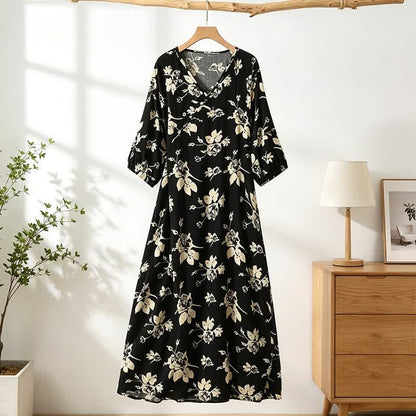 Ownkoti Elegant Floral V-Neck Lounge Dress - image 0