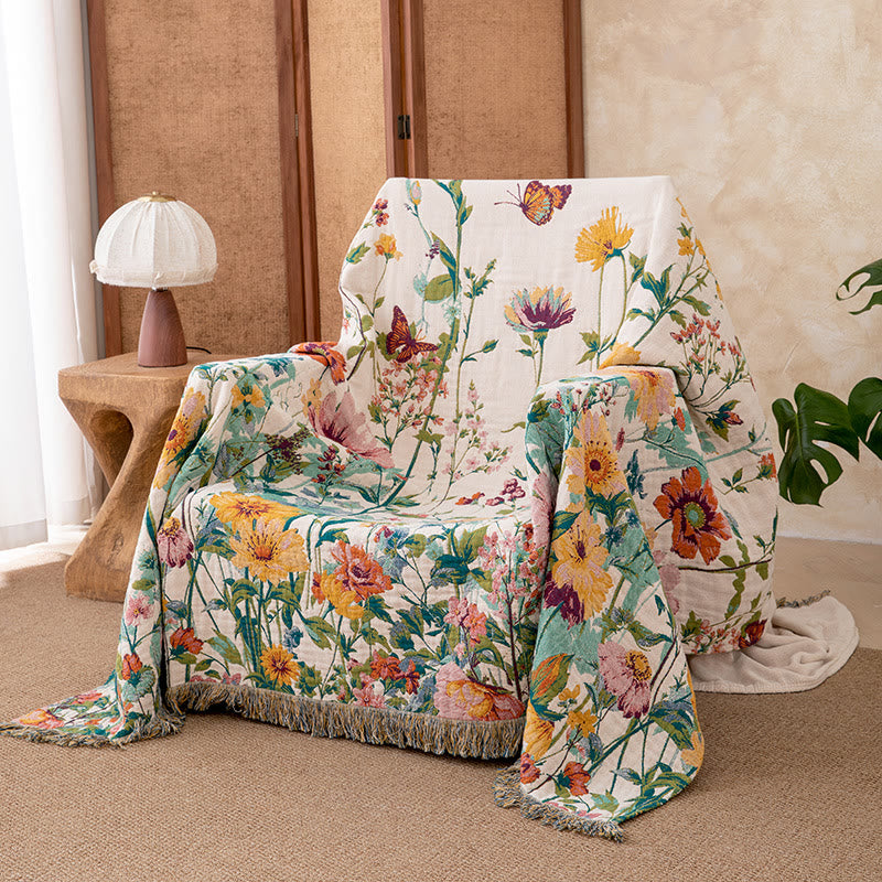 Ownkoti  Watercolor Wildflower Fringed Reversible Gauze Quilt - image 1