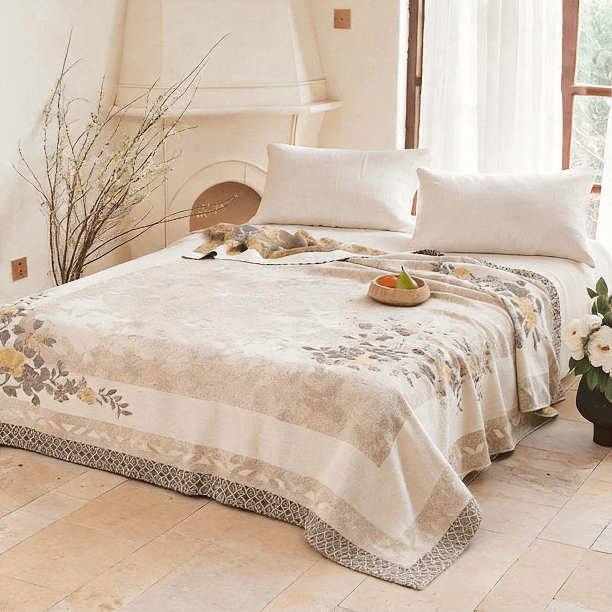 Ownkoti Oriental Peony Jacquard Reversible Gauze Quilt - image 1