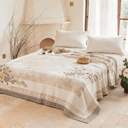 Ownkoti Oriental Peony Jacquard Reversible Gauze Quilt - image 1