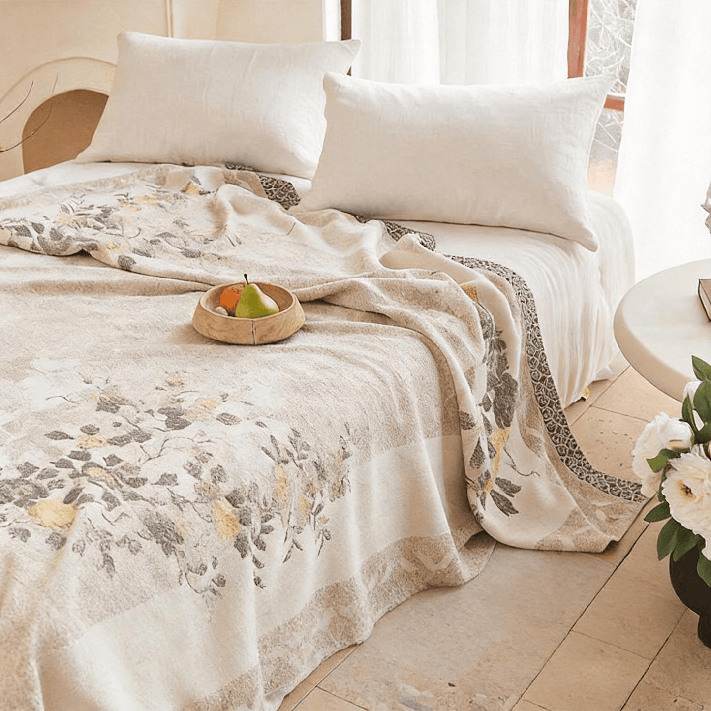 Ownkoti Oriental Peony Jacquard Reversible Gauze Quilt - image 2