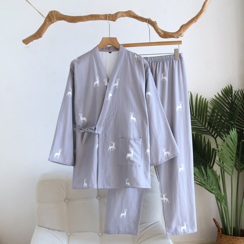 Ownkoti Couple Matching Deer Cotton Loungewear Set - Men: Blue - XL - image 15