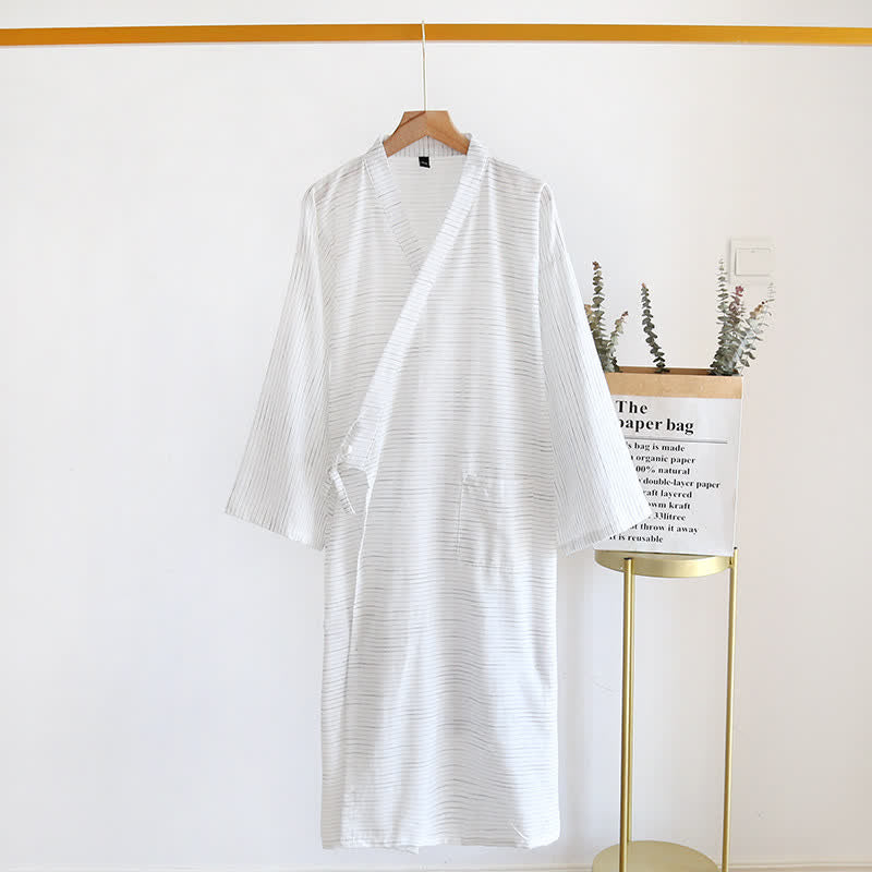 Ownkoti Unisex Cotton Gauze Kimono Lounge Robe - White - XL - image 3