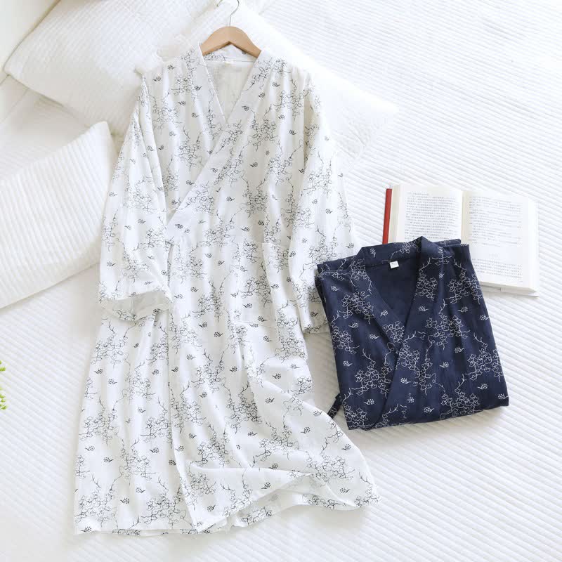 Ownkoti Unisex Floral Cotton Kimono Lounge Robe - image 2