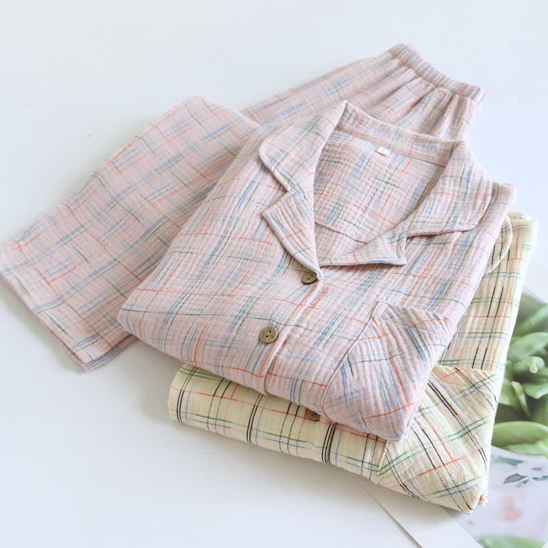 Ownkoti Colorful Stripe Check Cotton Matching Pajamas - image 6