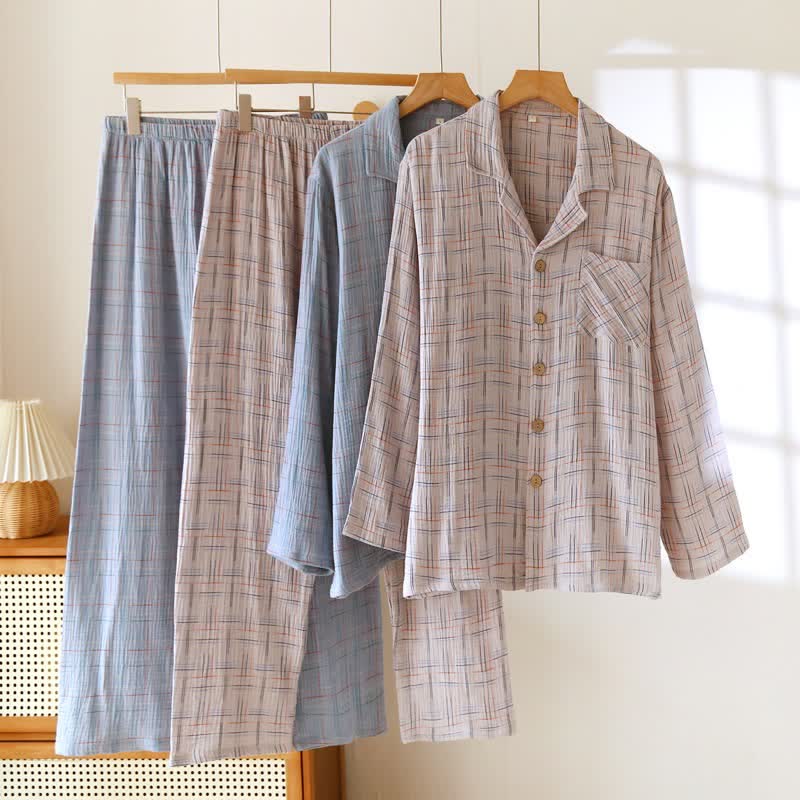 Ownkoti Colorful Stripe Check Cotton Matching Pajamas - image 2