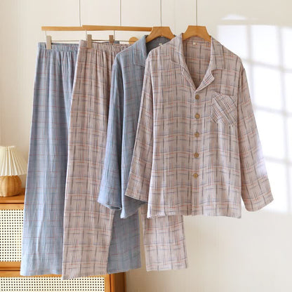Ownkoti Colorful Stripe Check Cotton Matching Pajamas - image 2