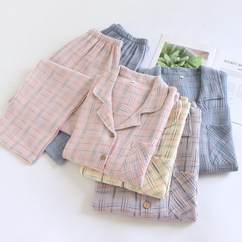 Ownkoti Colorful Stripe Check Cotton Matching Pajamas - image 1