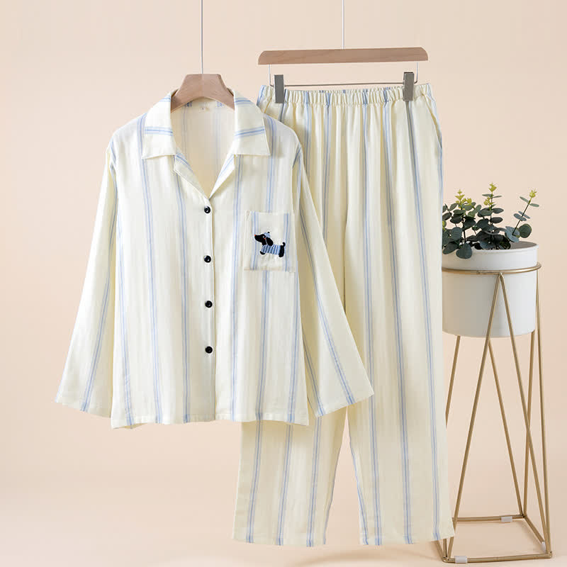 Ownkoti Striped Cotton Matching Couple Pajama Set - image 3