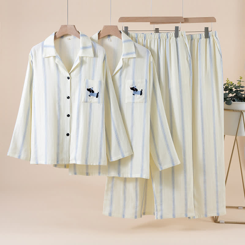 Ownkoti Striped Cotton Matching Couple Pajama Set - image 0