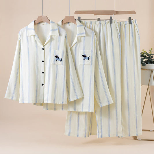 Ownkoti Striped Cotton Matching Couple Pajama Set - image 0