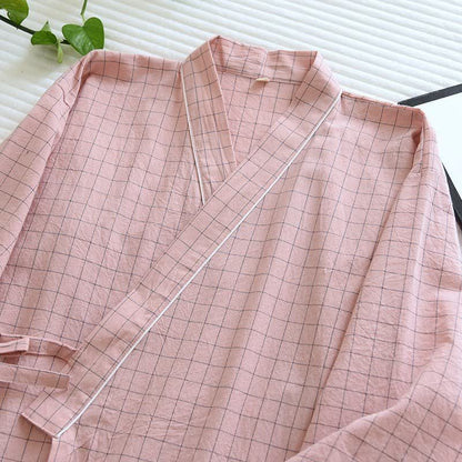 Ownkoti Couple Matching Gird Cotton Kimono Pajamas - image 12