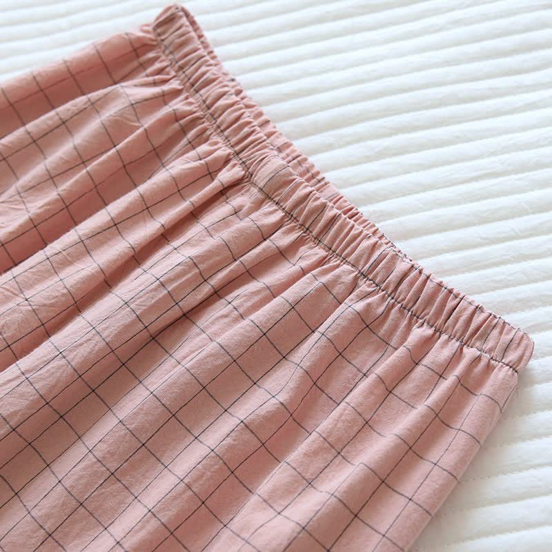 Ownkoti Couple Matching Gird Cotton Kimono Pajamas - image 15