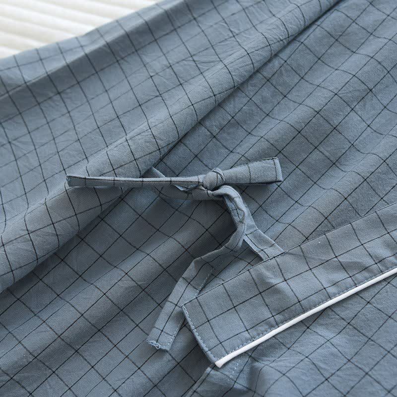 Ownkoti Couple Matching Gird Cotton Kimono Pajamas - image 4