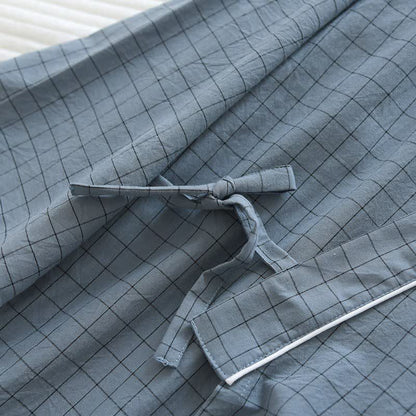 Ownkoti Couple Matching Gird Cotton Kimono Pajamas - image 4