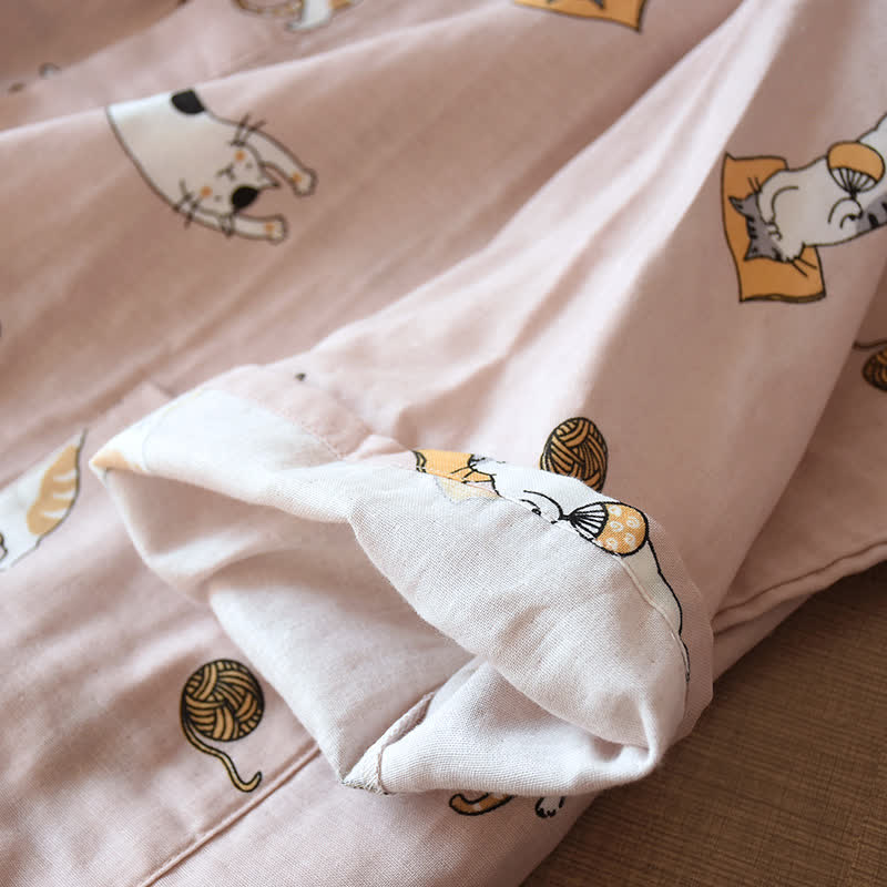 Ownkoti Couple Matching Cat Cotton Kimono Robe - image 9