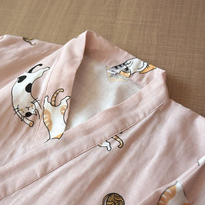 Ownkoti Couple Matching Cat Cotton Kimono Robe - image 4