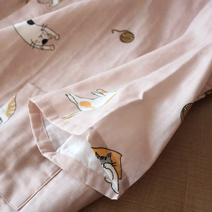 Ownkoti Couple Matching Cat Cotton Kimono Robe - image 8