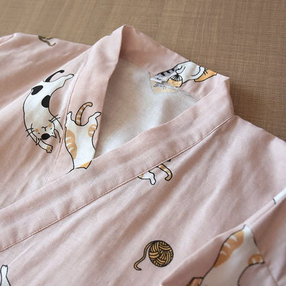 Ownkoti Couple Matching Cat Cotton Kimono Robe - image 5