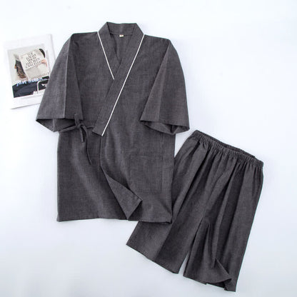 Ownkoti Unisex Solid Cotton Short Sleeve Pajamas - Gray - XL - image 6