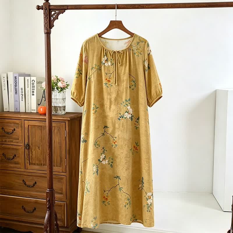 Ownkoti Vintage Floral & Branch Lounge Dress - image 1