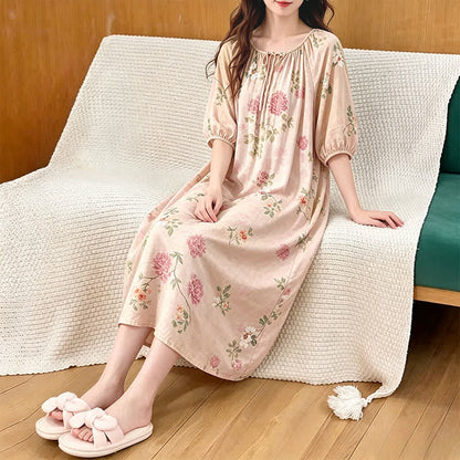 Ownkoti Pink Chrysanthemum Floral Lounge Dress - image 2